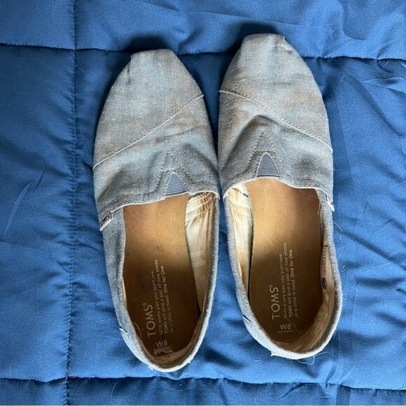 Toms | Blue Canvas Slip-On Flats - Picture 1 of 5